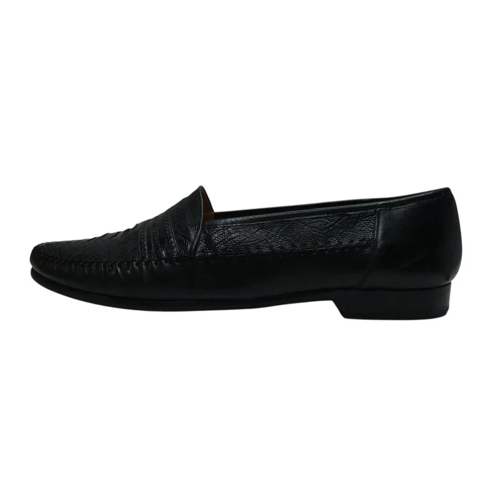 Mezlan‎ Coronado Black Genuine Ostrich Leather Loafers Dress Shoes Mens 13